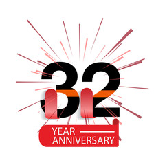 32 Year Anniversary Vector Template Design Illustration