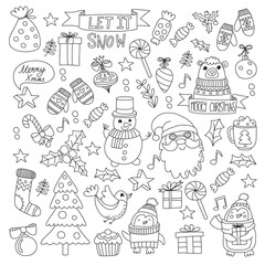 Christmas element in doodle kids drawing style. Vector pattern.