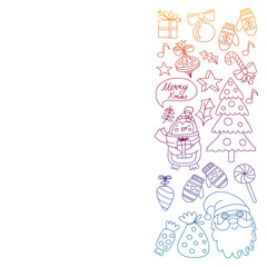 Christmas element in doodle kids drawing style. Vector pattern.