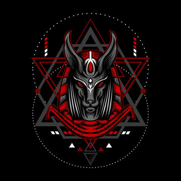 Red Anubis with Geometry Ornament Stock Vector | Adobe Stock