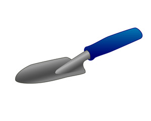 Little garden shovel. Drainage shovel for gardening - gardener's tool - vector colorful picture. Hand-made scallops for planting plants.