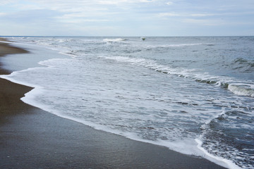 Shoreline of Tybee Island with waves