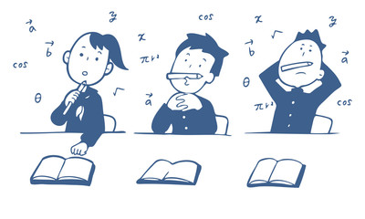 考える学生単色