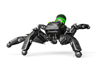 Fototapeta premium spider mech in white background walking