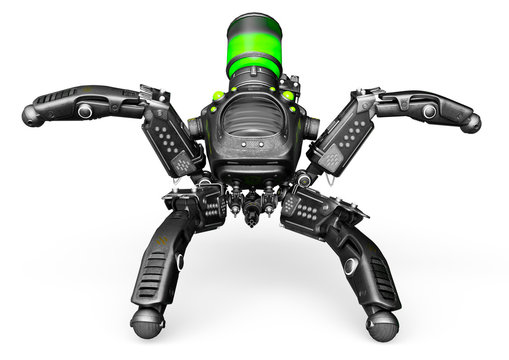 spider mech in white background ready to attack