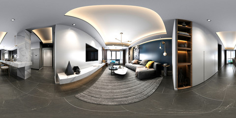 3d render of 360 degrees Virtual Reality Home interior - obrazy, fototapety, plakaty