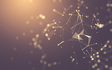 Abstract background. Molecules technology with polygonal shapes, connecting dots and lines....
