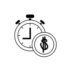 money business financial stopwatch coin line style icon