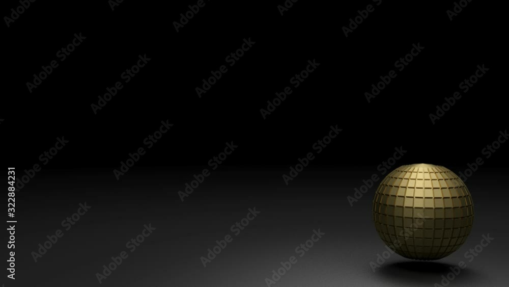 Aufkleber a background with a metallic satin brass sphere flying over a black surface partially illuminated an