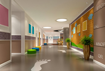 3d render of kindergarten interior