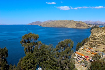 view of the island of santorini greece