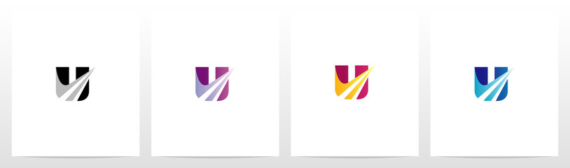 Swoosh Pointed Graphic On Letter Logo Design U © recehan