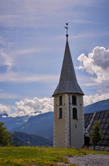 Fototapeta na wymiar a church in the village of Castiel in Switzerland
