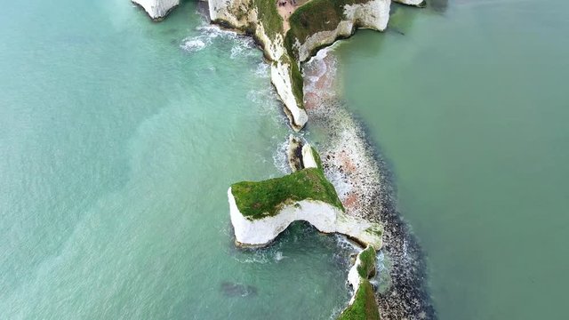Old Harry Rocks in England - aerial view -aerial photography