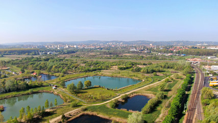 Fototapeta na wymiar Small lakes near Zalaegerszeg