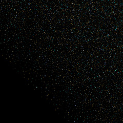 Gold, Blue stars, sprocket, shiny confetti. 