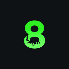 Initial Number 8 Logo Design with Tentacle Element