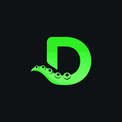 Letter D Logo Design with Tentacle Element