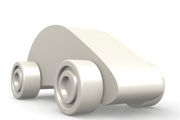White car model on white background
