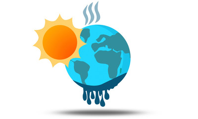 Melting of planet earth. Global warming concept