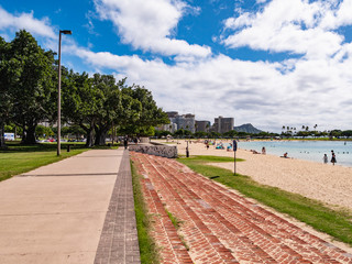 Ala Moana Beach Park, Honolulu, Oahu Island, Hawaii.