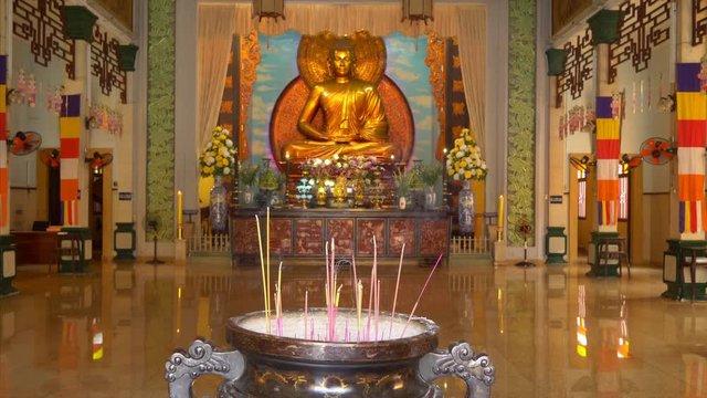 Buddha at Xa Loi Pagoda in Ho Chi Minh City, Altar, Buddhist Temple in Saigon