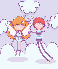 happy valentines day, boy with cute cupid hearts love