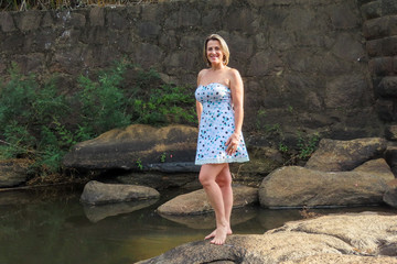 young woman in white dress