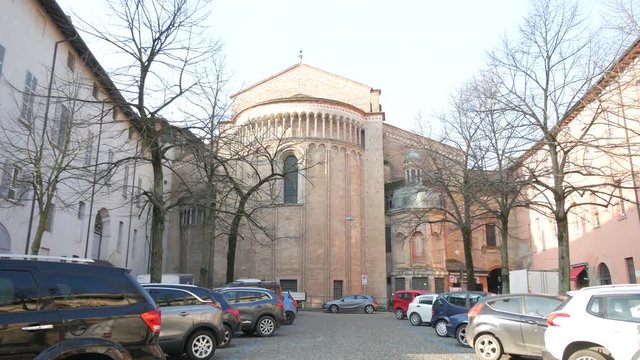 Lodi, Italy, the Market square behind the cathedral