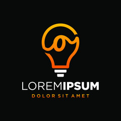 Initial Letter O with Lamp or Idea Logo Design Concept