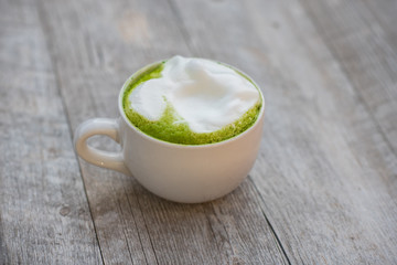 Cup of Homemade Matcha with Frothy Milk