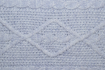 Blue knitted background, fragment of knitwear