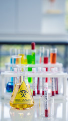 coronavirus infected blood sample in sample tube in laboratory