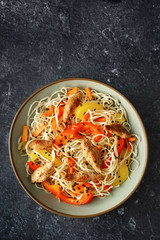 Top view of vegan noodels dish