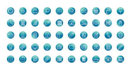 office supply equipment stationery icon set block gradient style icon