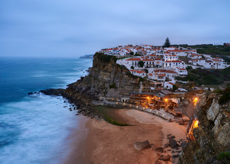Village of azenhas do mar at night fall