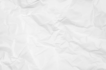White crumpled paper texture background. Clean white paper. Top view.	