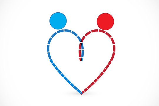 Logo couple family in a heart icon vector