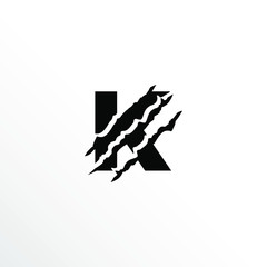 Initial Letter K with Claw Scratch Logo Design