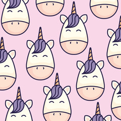 background of heads cute unicorns vector illustration design