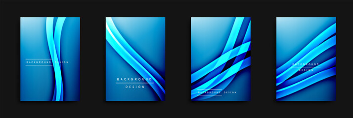 Wave covers set with fluid gradients. Dynamic trendy abstract background with flowing wavy lines. Vector Illustration