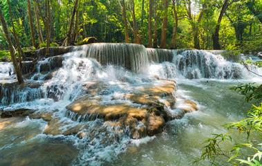 beautiful waterfall, forest background, landscape
