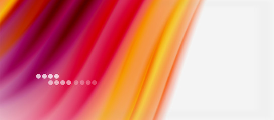 Wave lines abstract background, smooth silk design with rainbow style colors. Liquid fluid color waves. Vector Illustration