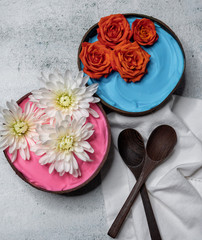 smoothie bowls with flowers