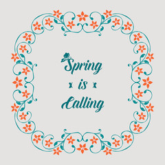 The unique shape of leaf and floral frame design, for spring calling greeting card template decor. Vector