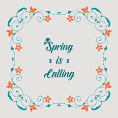 Simple shape of leaf and floral frame, for elegant spring calling greeting card design. Vector