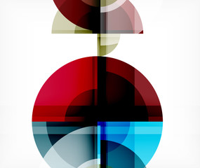 Obraz premium Abstract background, circle and triangle design round shapes overlapping. Geometric trendy template. Vector Illustration For Wallpaper, Banner, Background, Card, Book Illustration, landing page