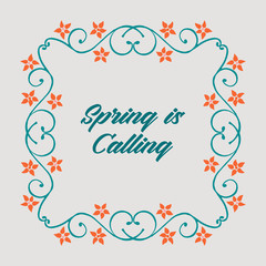 Elegant design of spring calling greeting card, with leaf and floral antique frame design. Vector
