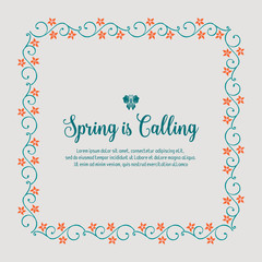 Fototapeta na wymiar Elegant design of spring calling greeting card, with leaf and floral antique frame design. Vector