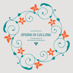 Elegant design of spring calling greeting card, with leaf and floral antique frame design. Vector